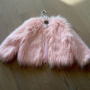 PINK SHAGGY QUARTER LENGTH COAT